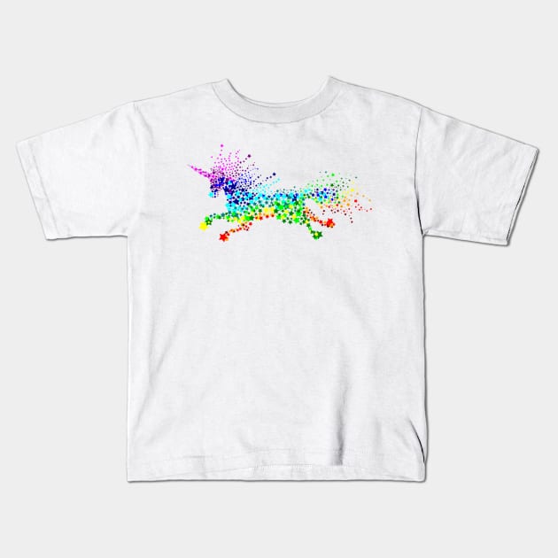 Extremely Starry rainbow Unicorn Kids T-Shirt by Condor